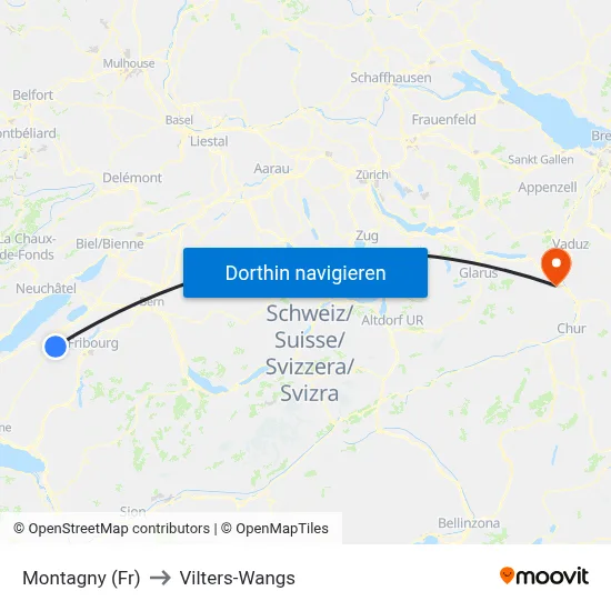 Montagny (Fr) to Vilters-Wangs map