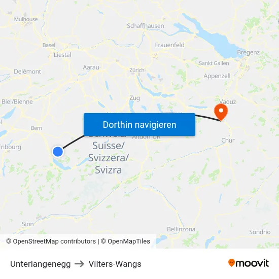 Unterlangenegg to Vilters-Wangs map