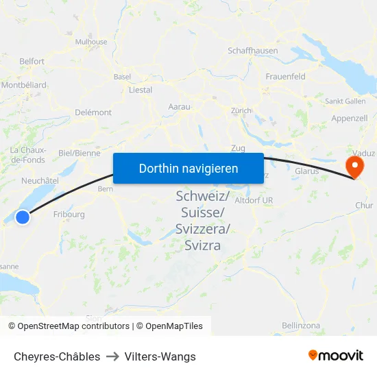 Cheyres-Châbles to Vilters-Wangs map