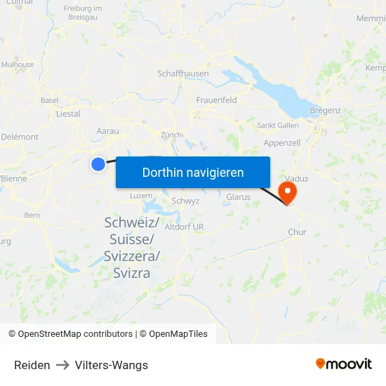 Reiden to Vilters-Wangs map
