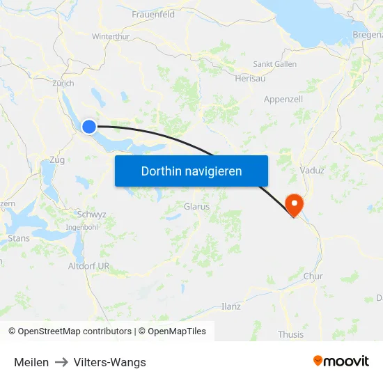 Meilen to Vilters-Wangs map