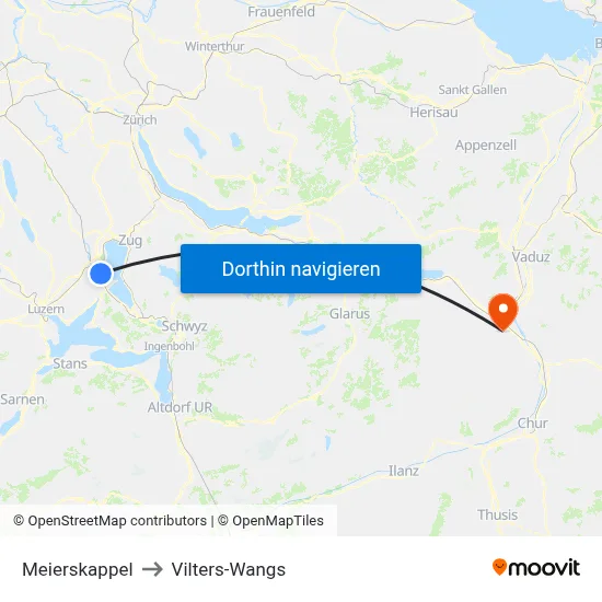 Meierskappel to Vilters-Wangs map