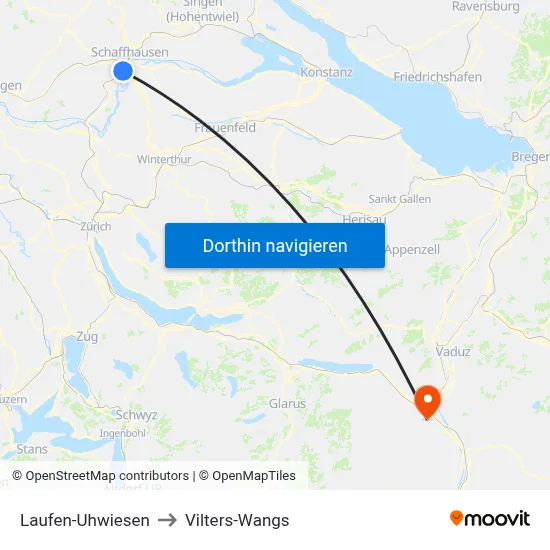 Laufen-Uhwiesen to Vilters-Wangs map