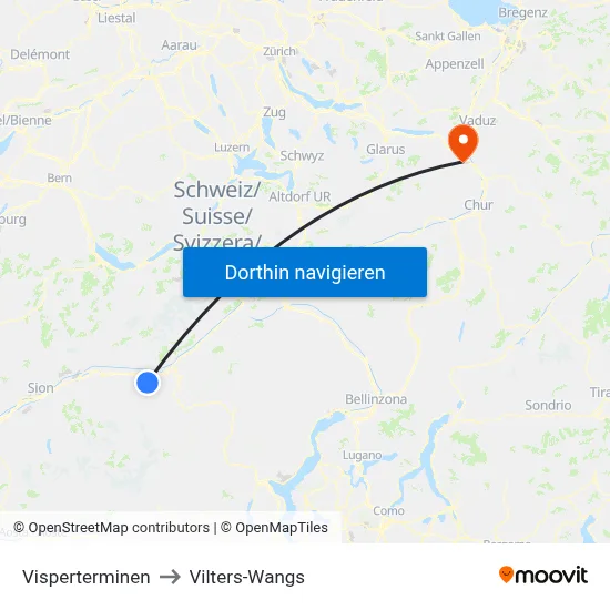 Visperterminen to Vilters-Wangs map