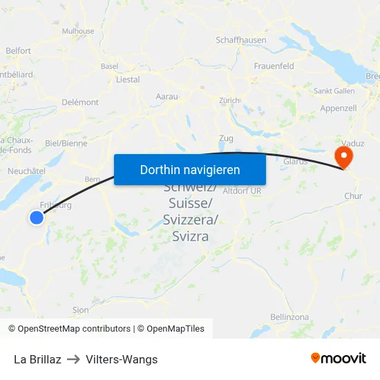 La Brillaz to Vilters-Wangs map