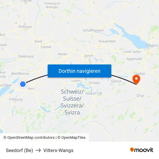 Seedorf (Be) to Vilters-Wangs map