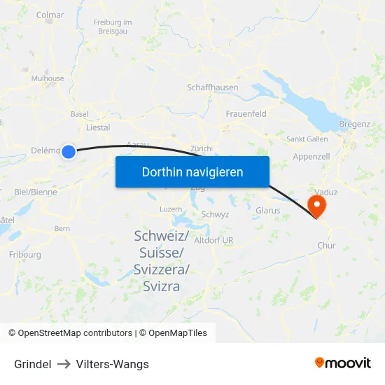 Grindel to Vilters-Wangs map