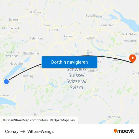 Cronay to Vilters-Wangs map
