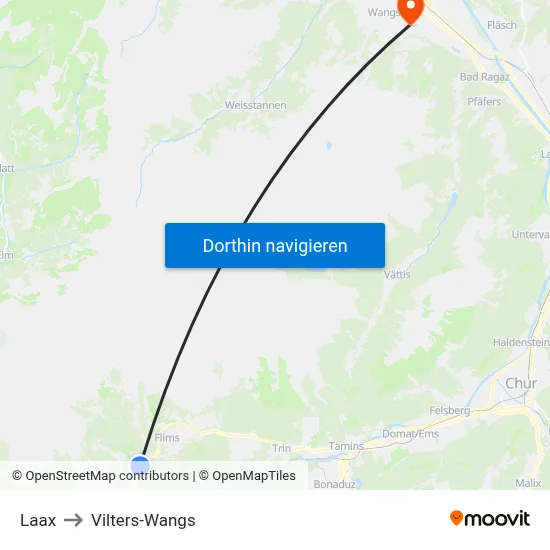Laax to Vilters-Wangs map