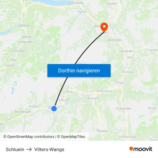 Schluein to Vilters-Wangs map