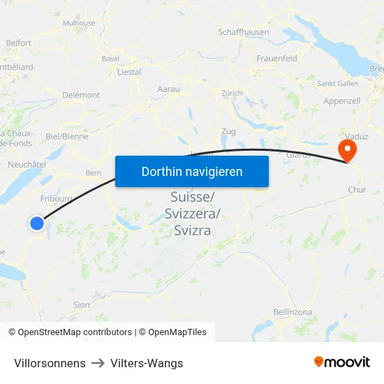 Villorsonnens to Vilters-Wangs map
