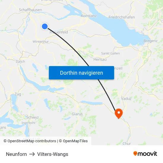 Neunforn to Vilters-Wangs map