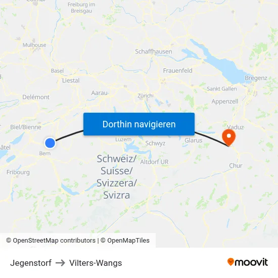 Jegenstorf to Vilters-Wangs map