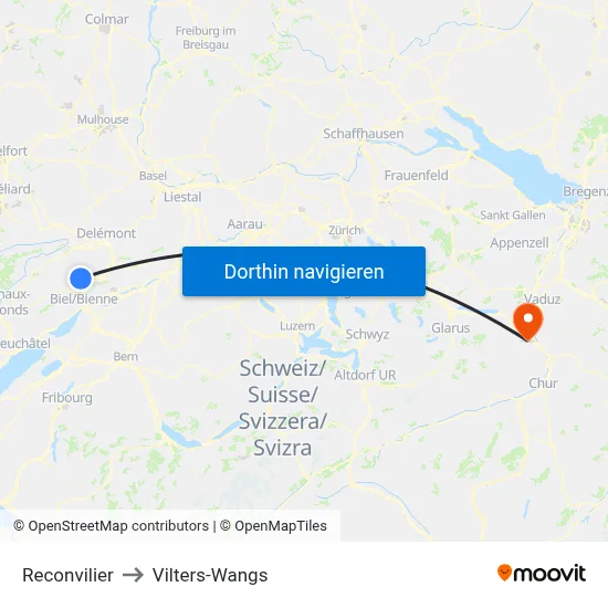 Reconvilier to Vilters-Wangs map