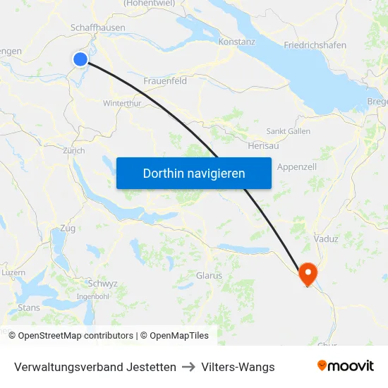 Verwaltungsverband Jestetten to Vilters-Wangs map