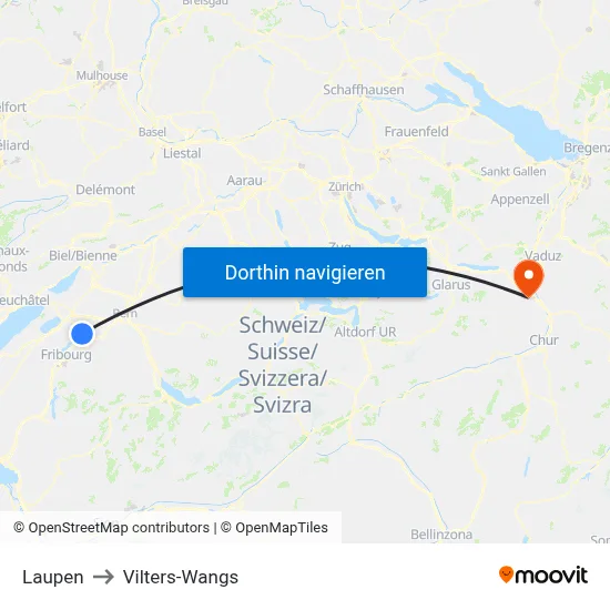 Laupen to Vilters-Wangs map