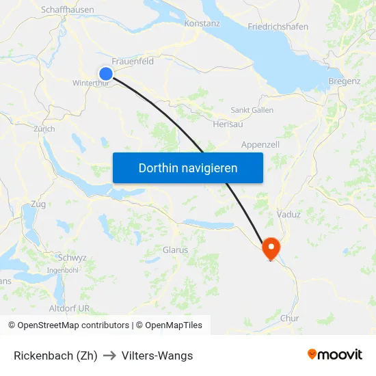 Rickenbach (Zh) to Vilters-Wangs map