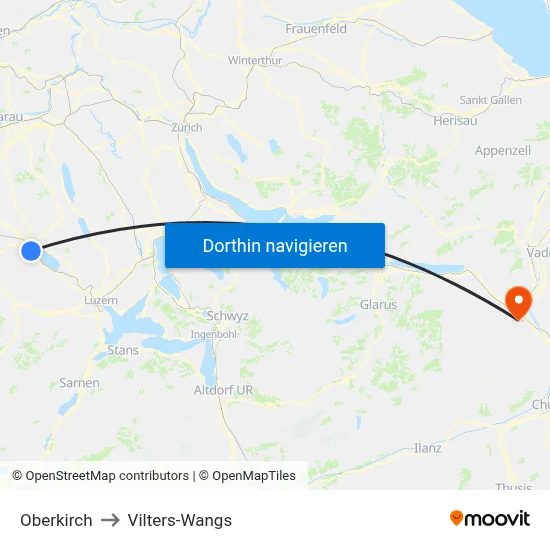 Oberkirch to Vilters-Wangs map