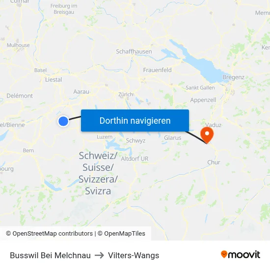 Busswil Bei Melchnau to Vilters-Wangs map