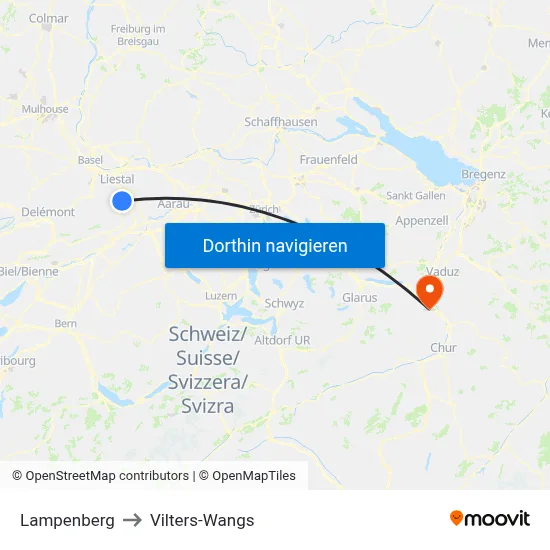 Lampenberg to Vilters-Wangs map