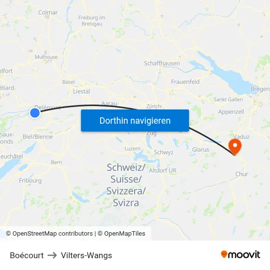 Boécourt to Vilters-Wangs map