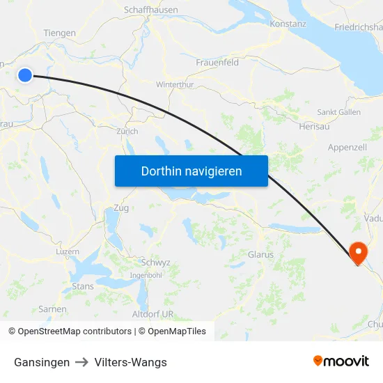 Gansingen to Vilters-Wangs map