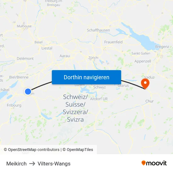 Meikirch to Vilters-Wangs map
