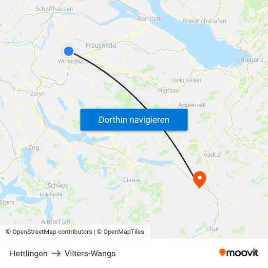 Hettlingen to Vilters-Wangs map