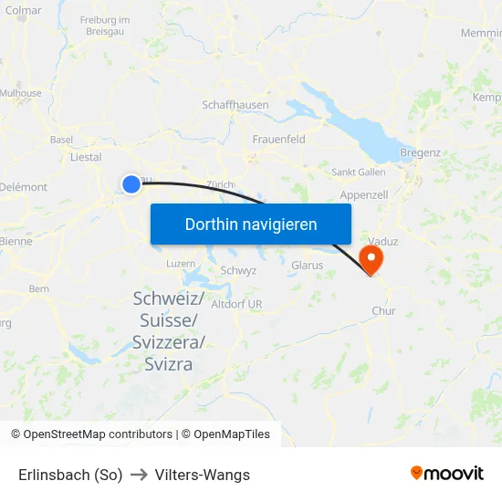 Erlinsbach (So) to Vilters-Wangs map