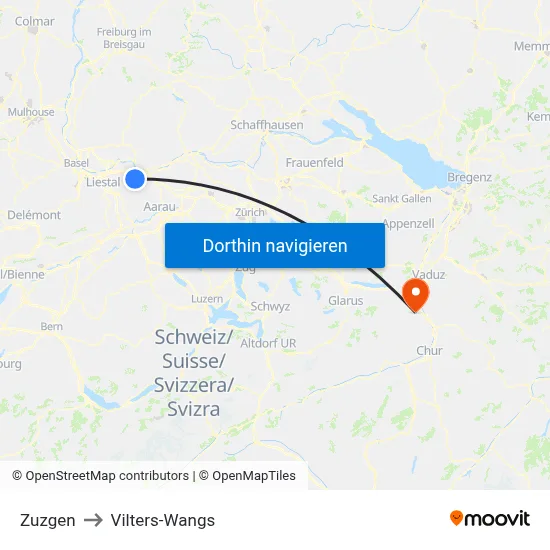 Zuzgen to Vilters-Wangs map