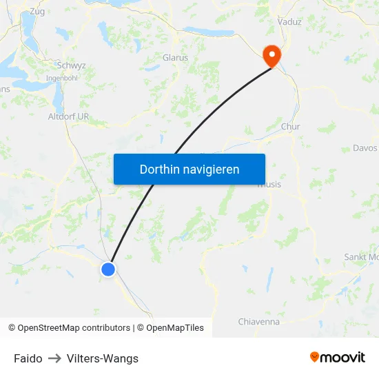 Faido to Vilters-Wangs map