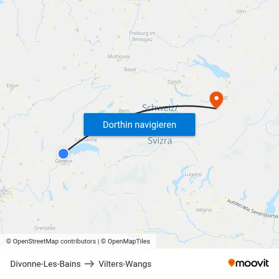 Divonne-Les-Bains to Vilters-Wangs map