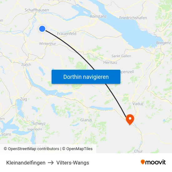 Kleinandelfingen to Vilters-Wangs map