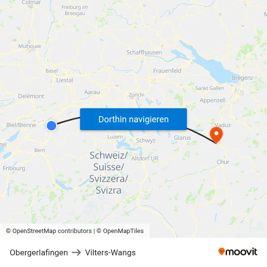 Obergerlafingen to Vilters-Wangs map