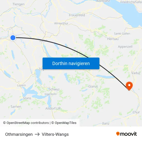 Othmarsingen to Vilters-Wangs map