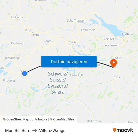 Muri Bei Bern to Vilters-Wangs map