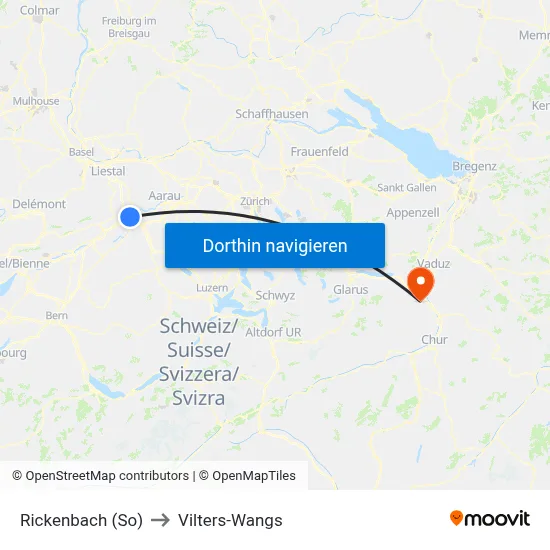 Rickenbach (So) to Vilters-Wangs map