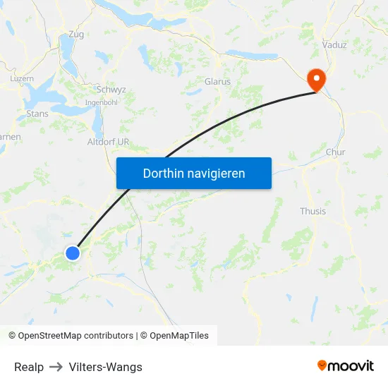 Realp to Vilters-Wangs map