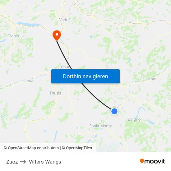 Zuoz to Vilters-Wangs map