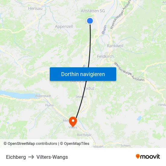 Eichberg to Vilters-Wangs map
