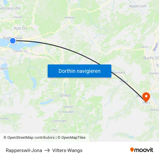 Rapperswil-Jona to Vilters-Wangs map