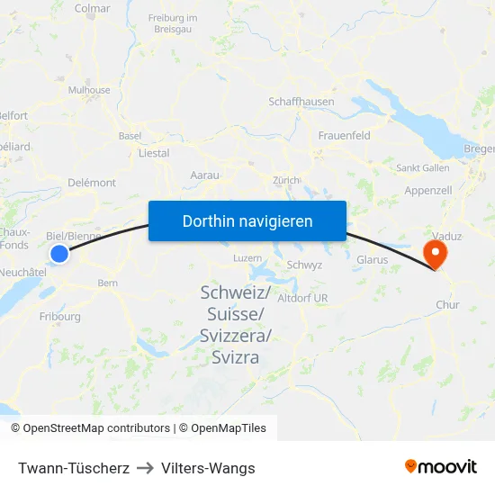 Twann-Tüscherz to Vilters-Wangs map