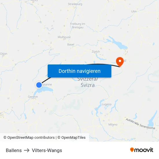 Ballens to Vilters-Wangs map