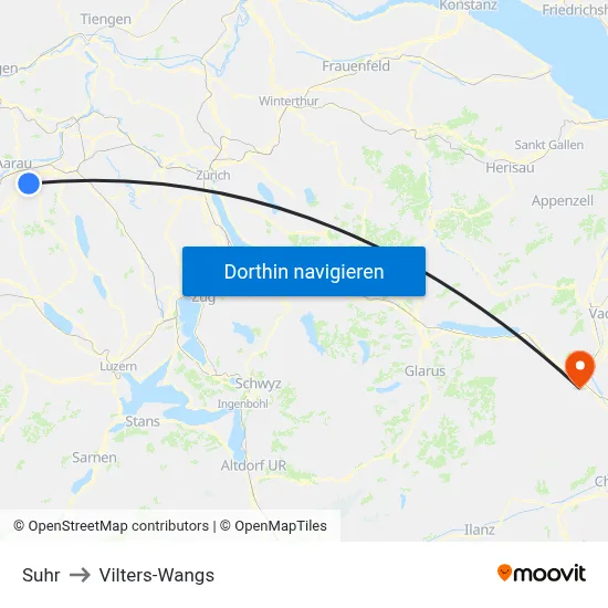 Suhr to Vilters-Wangs map