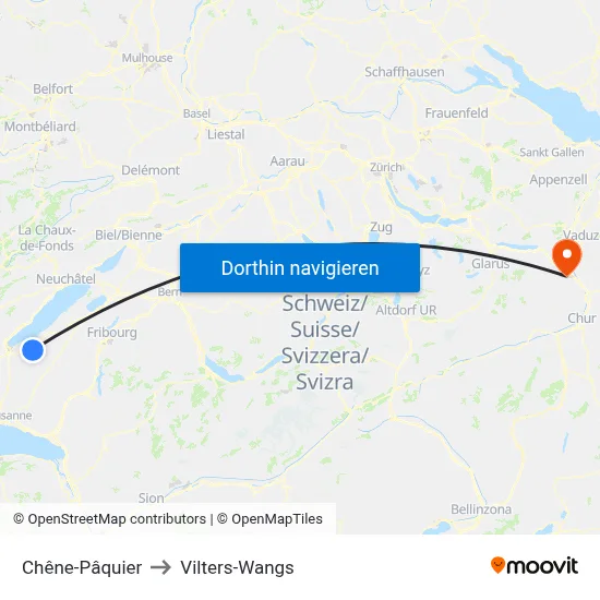 Chêne-Pâquier to Vilters-Wangs map