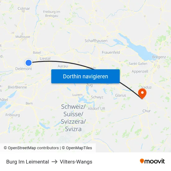 Burg Im Leimental to Vilters-Wangs map