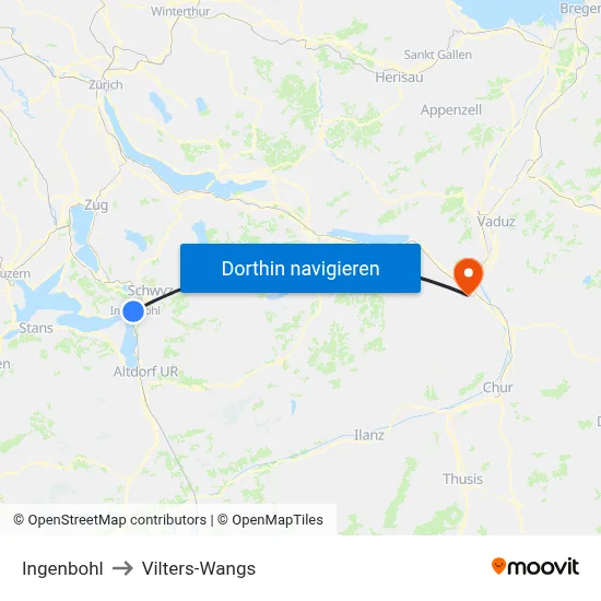 Ingenbohl to Vilters-Wangs map