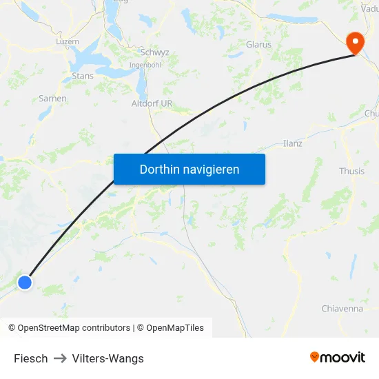 Fiesch to Vilters-Wangs map