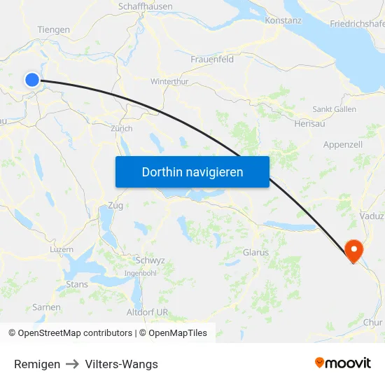 Remigen to Vilters-Wangs map