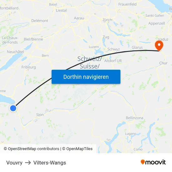Vouvry to Vilters-Wangs map